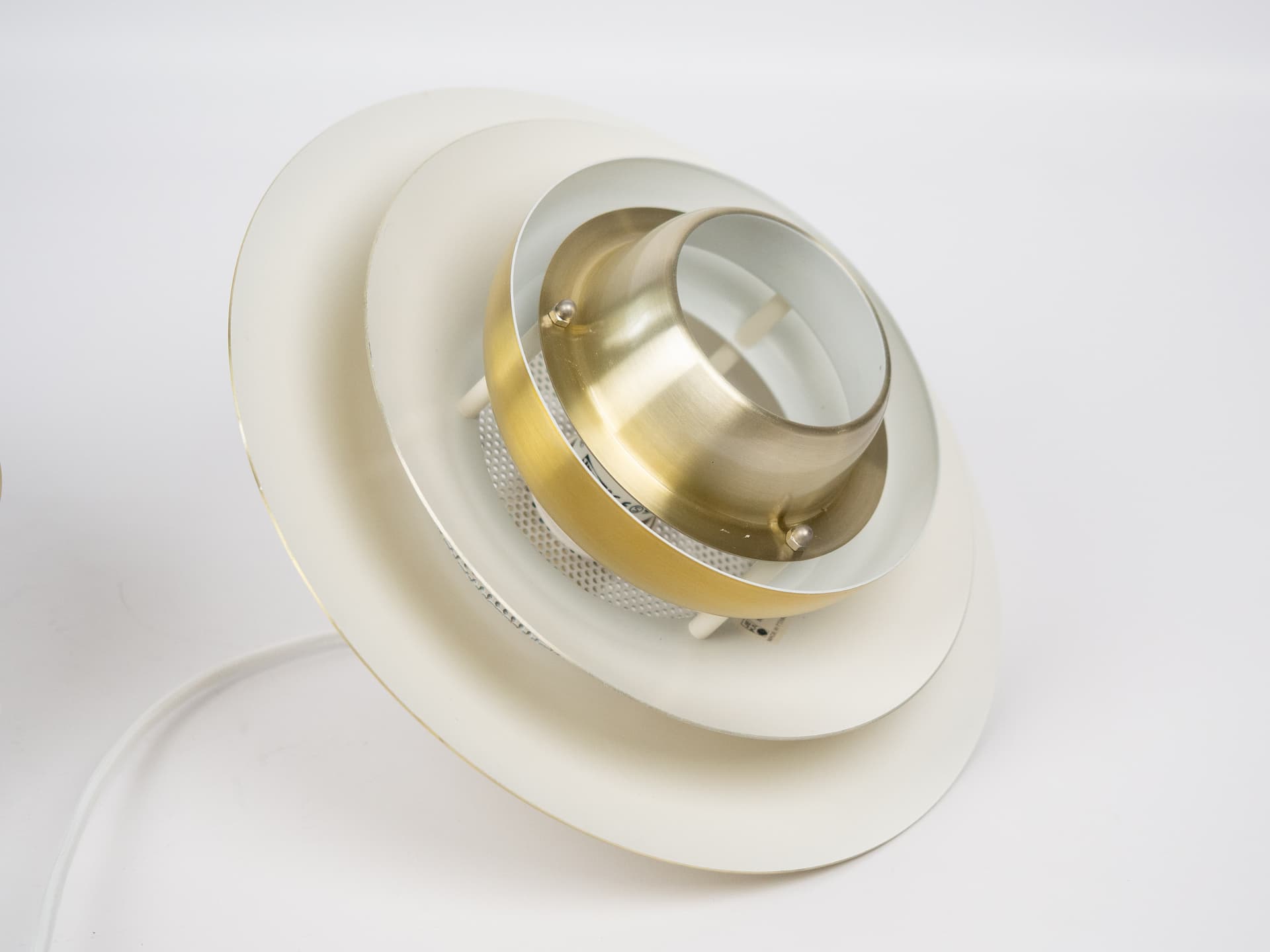 Para lamp wiszących Verona, aluminium złoty, proj. K. Wiborg, Jeka, Dania, lata 80. - 314685