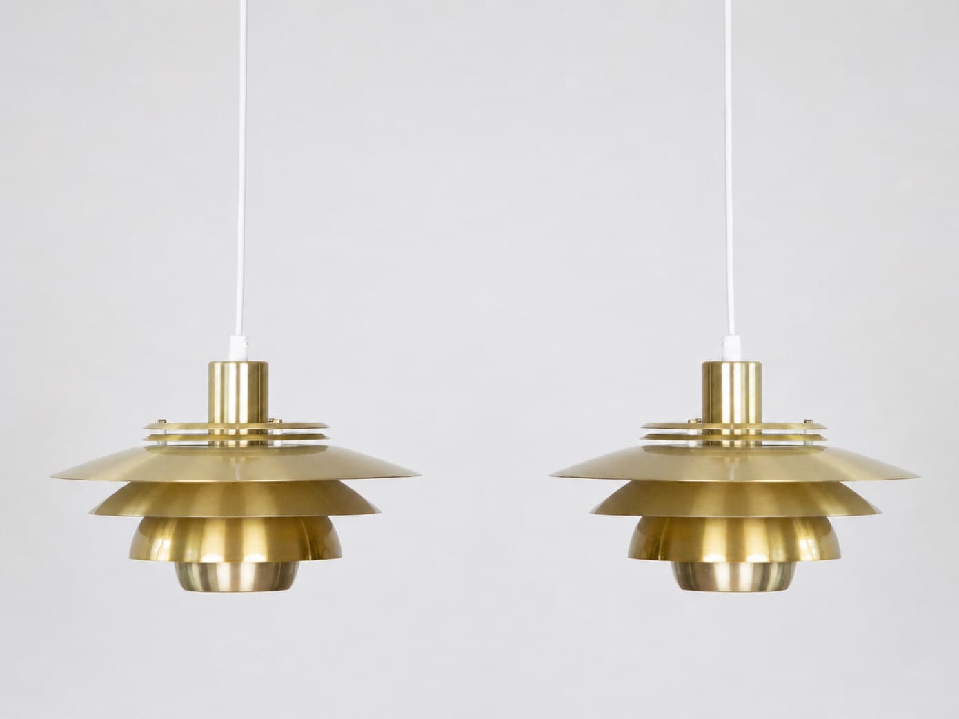 Para lamp wiszących Verona, aluminium złoty, proj. K. Wiborg, Jeka, Dania, lata 80. - 314679