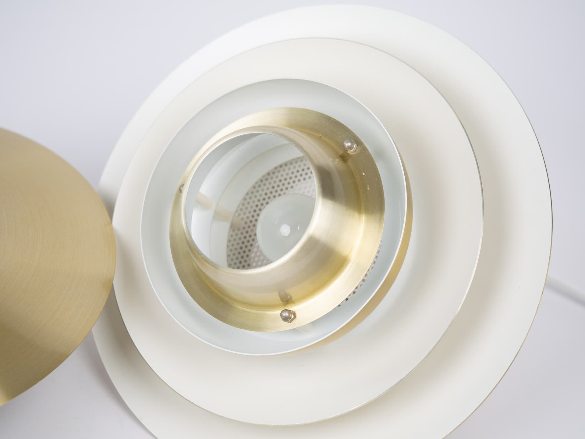 Para lamp wiszących Verona, aluminium złoty, proj. K. Wiborg, Jeka, Dania, lata 80. - 314687