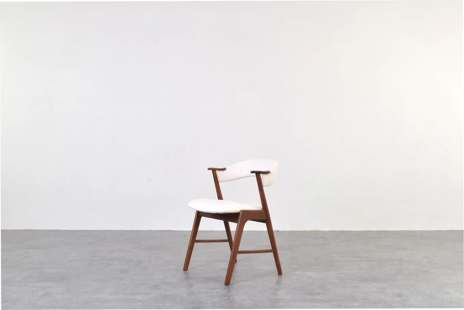 Armchair, brown teak, beige fabric, Korup Stolefabrik, Denmark, 1960s. - 316391