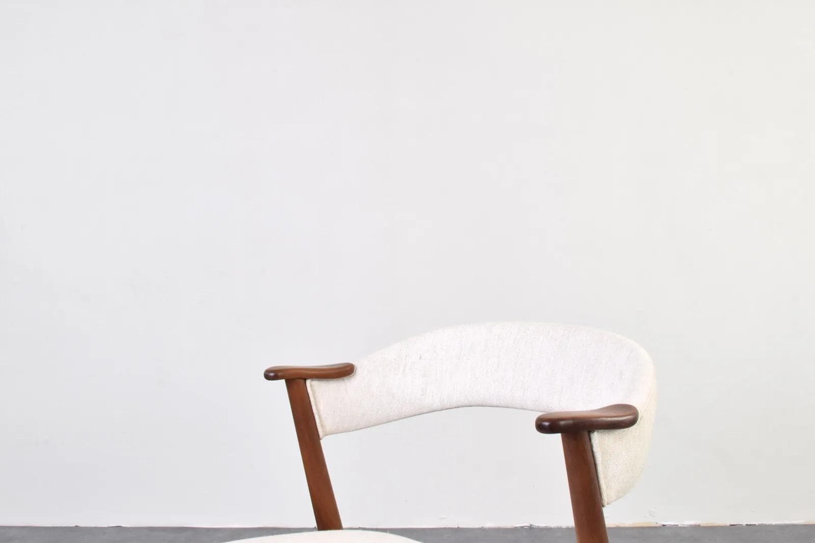 Armchair, brown teak, beige fabric, Korup Stolefabrik, Denmark, 1960s. - 316392