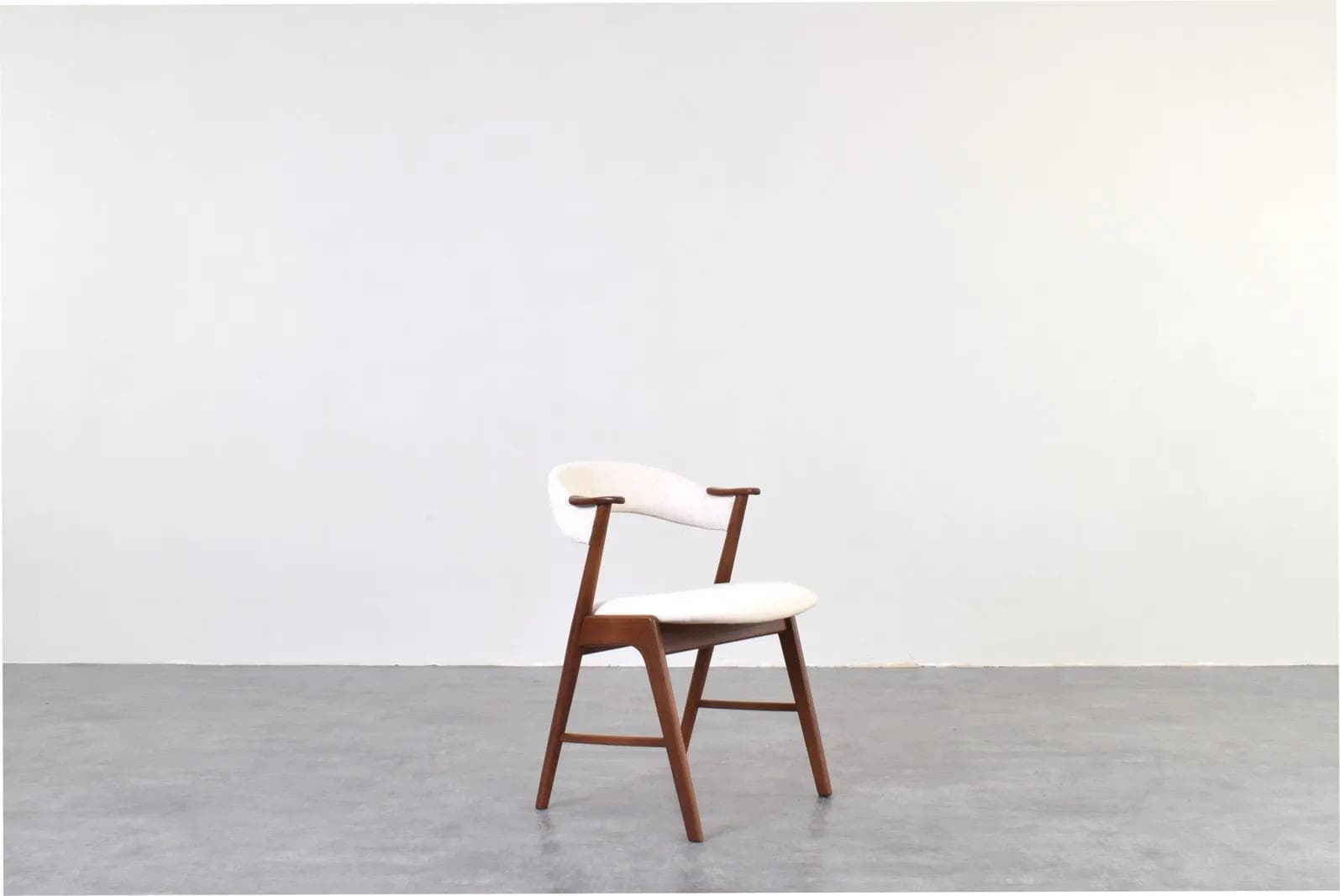 Armchair, brown teak, beige fabric, Korup Stolefabrik, Denmark, 1960s. - 316383
