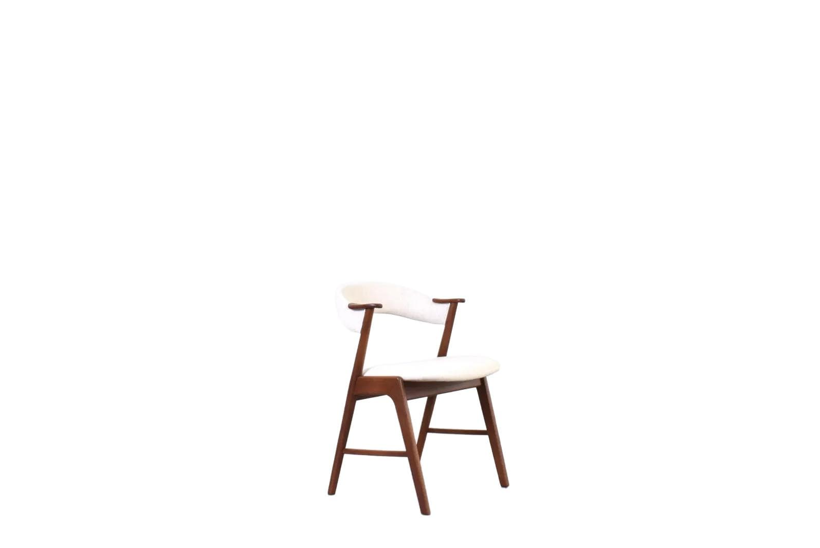 Armchair, brown teak, beige fabric, Korup Stolefabrik, Denmark, 1960s.