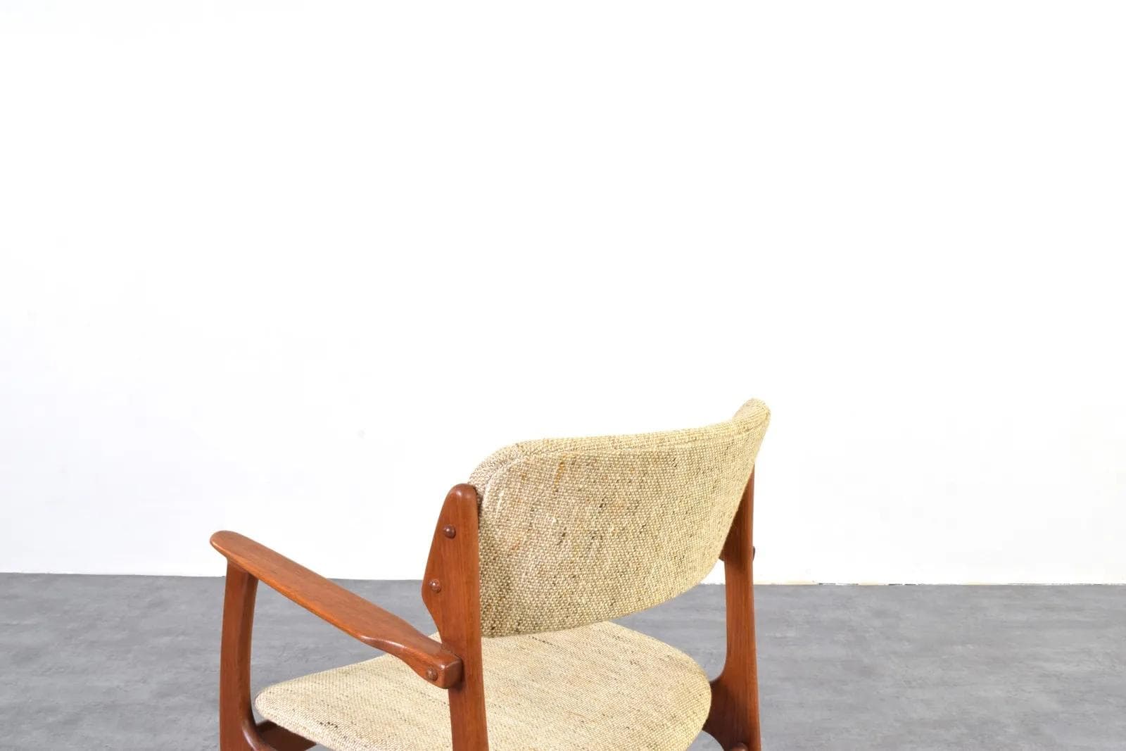 Chair Model 49, brown teak, beige wool, by E. Buch, O.D. Møbler, Denmark, 1960s. - 316358