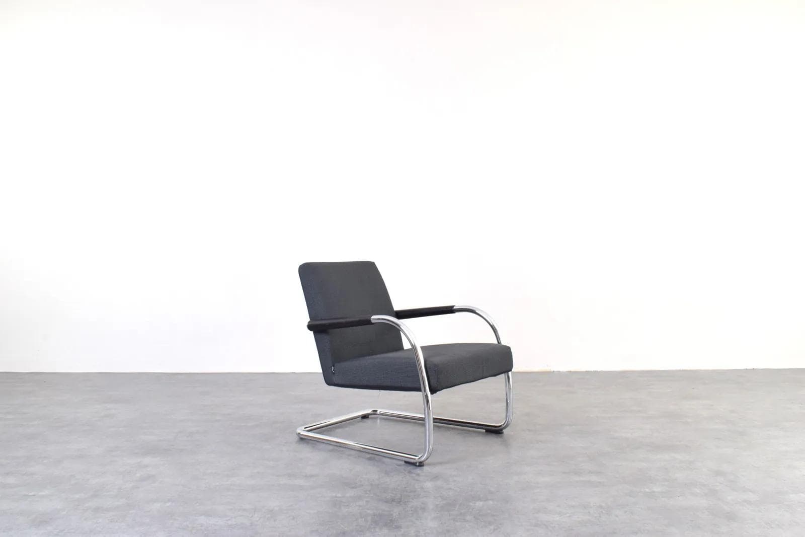 Para foteli Visalounge, szary, skóra czarna, chrom, proj. A. Citterio, Vitra, Szwajcaria - 316262