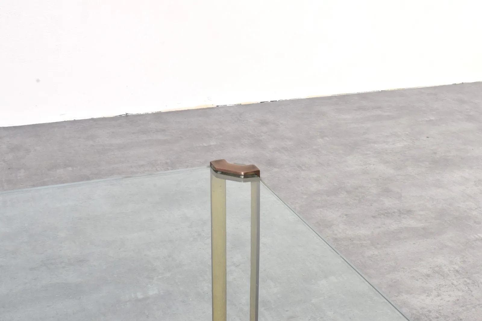 Coffee table, gold brass, transparent glass, by P. Ghyczy, Netherlands, 1970s - 316170