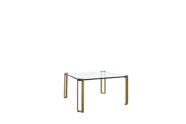 Coffee table, gold brass, transparent glass, by P. Ghyczy, Netherlands, 1970s - DIMENSION