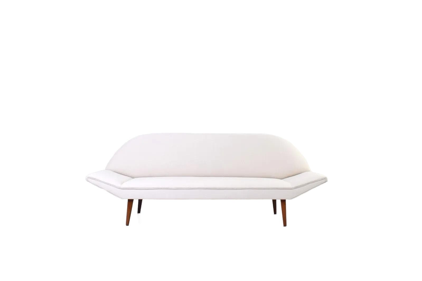 Sofa, beżowa tkanina, teak brązowy, Dania, lata 60.
