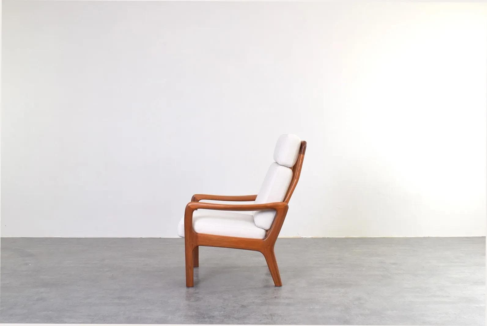Para foteli, teak brązowy, bawełna beżowa, proj. J. Kristensen, Glostrup Møbelfabrik, Dania, lata 60. - 316038