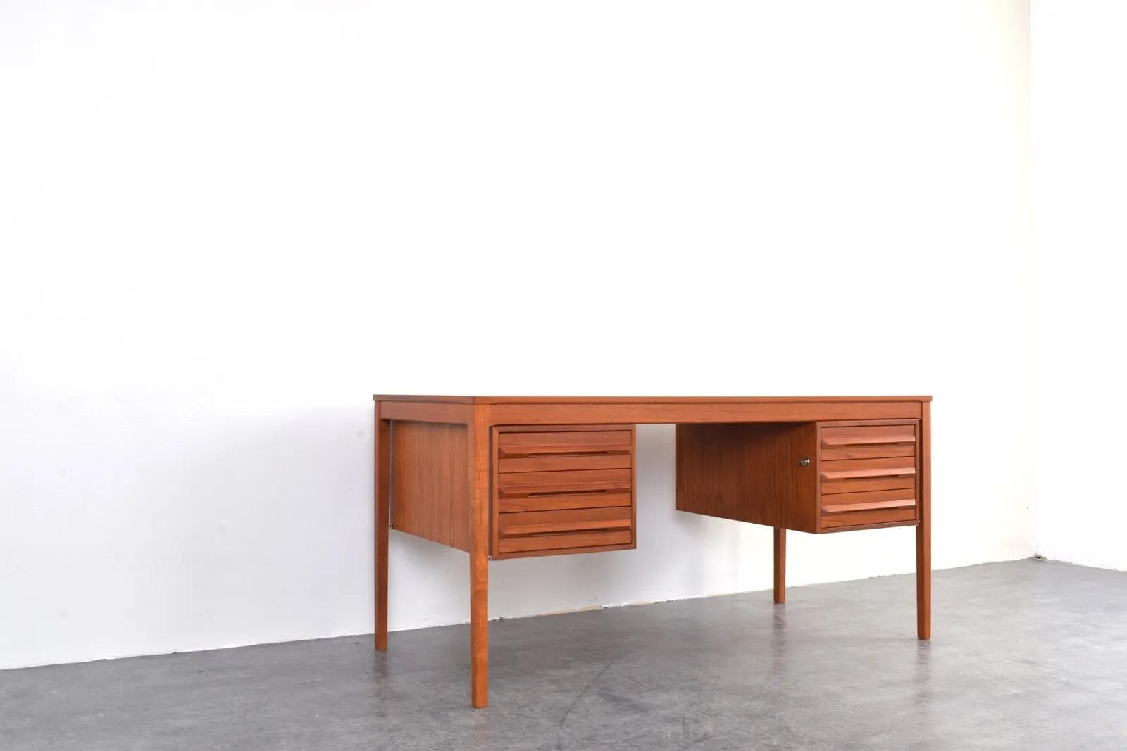 Desk, brown teak, by T. Afdal, Bruksbo, Norway, 1960s. - 316033