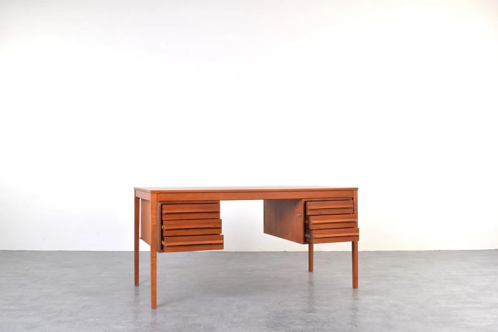 Desk, brown teak, by T. Afdal, Bruksbo, Norway, 1960s. - 316024