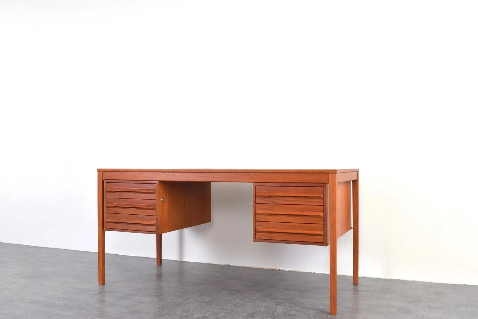 Desk, brown teak, by T. Afdal, Bruksbo, Norway, 1960s. - 316032