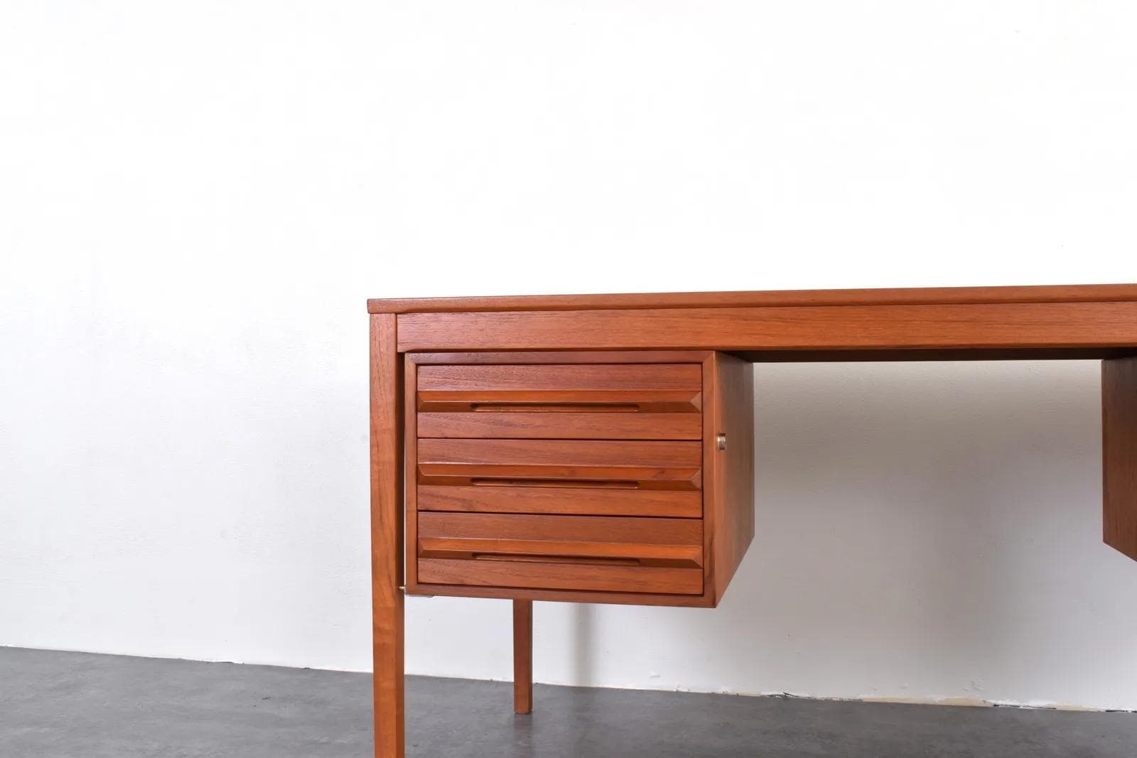 Desk, brown teak, by T. Afdal, Bruksbo, Norway, 1960s. - 316029