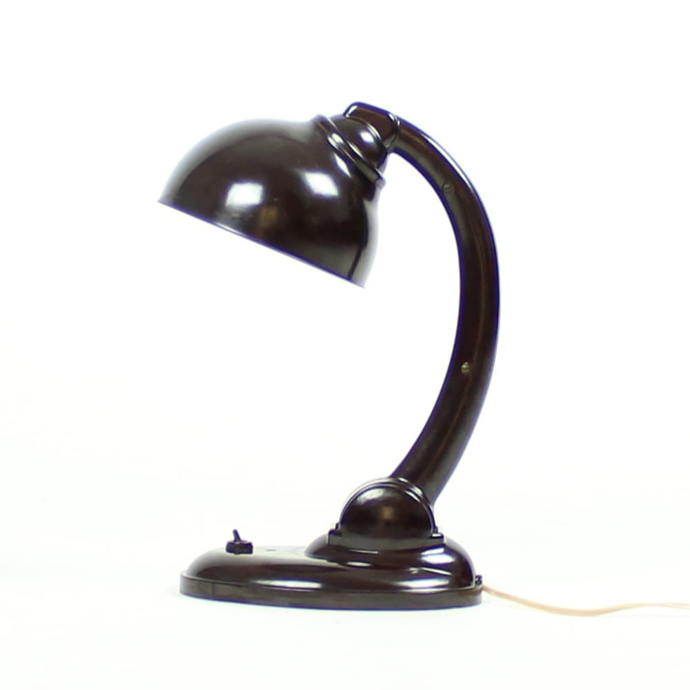 Lampa stołowa 11126, bakelit ciemnobrązowy, proj. E. K. Cole, Czechosłowacja, lata 50. - 314725
