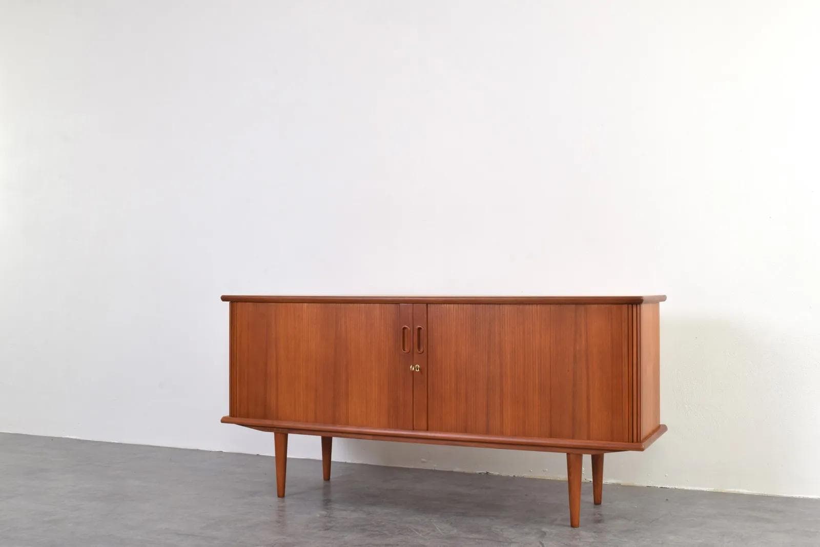 Tambour Sideboard, brown teak, Denmark, 1960s. - 315928