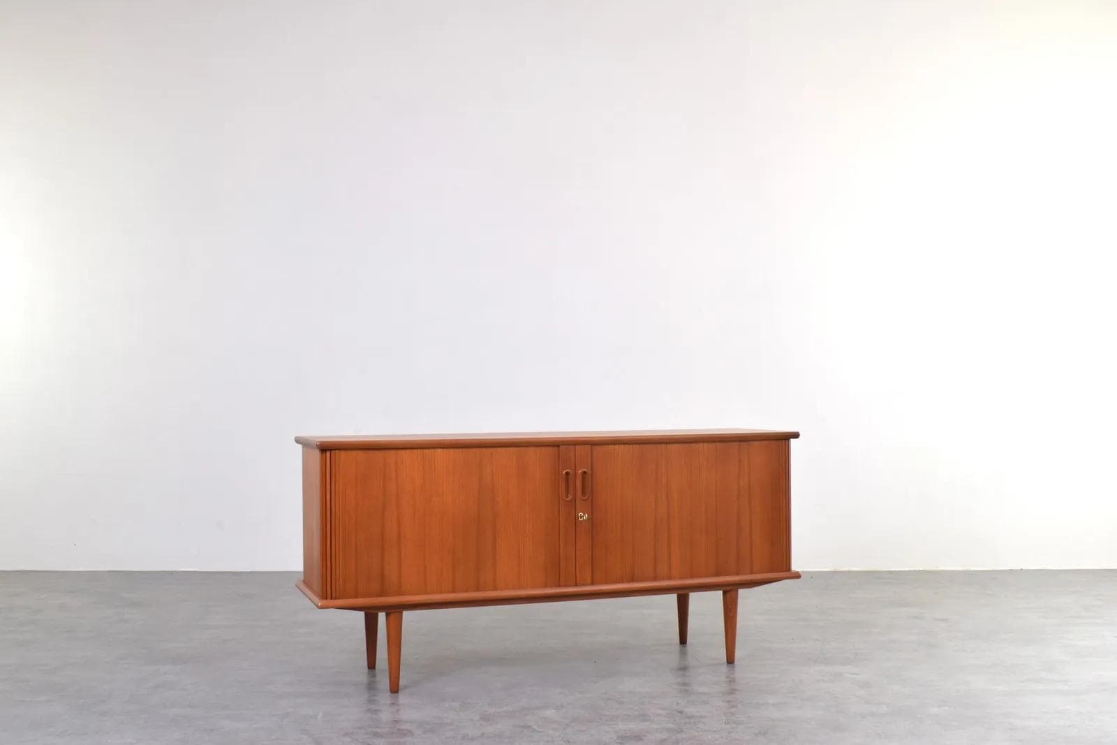 Tambour Sideboard, brown teak, Denmark, 1960s. - 315926