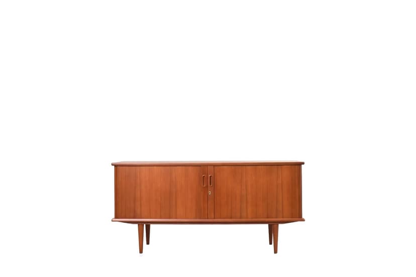 Tambour Sideboard, brown teak, Denmark, 1960s.
