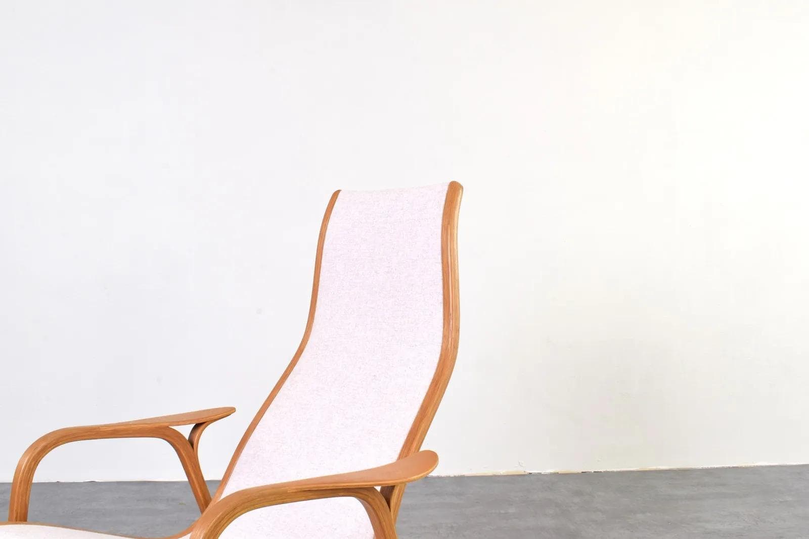 Armchair Lamino, beige wool, brown oak, by Y. Ekström, Swedese, Sweden, 1950s. - 315922