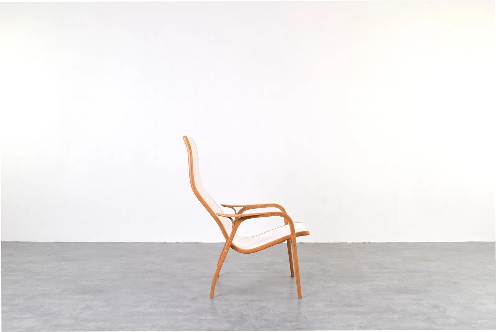 Armchair Lamino, beige wool, brown oak, by Y. Ekström, Swedese, Sweden, 1950s. - 315916