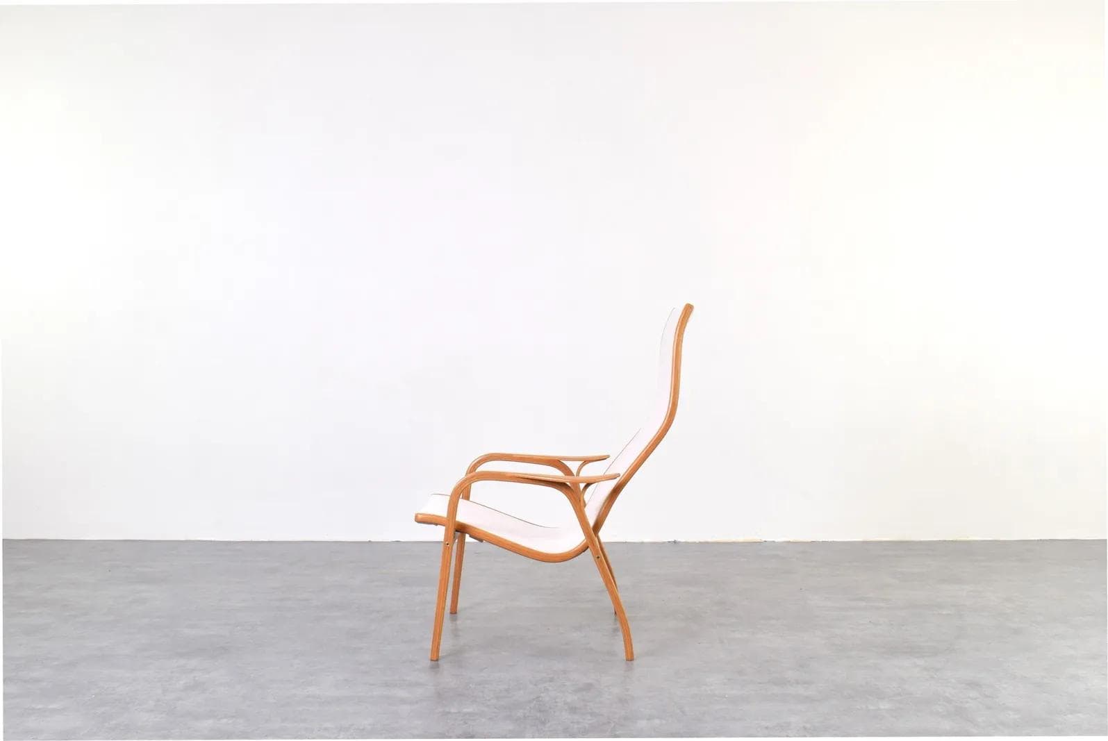 Armchair Lamino, beige wool, brown oak, by Y. Ekström, Swedese, Sweden, 1950s. - 315913