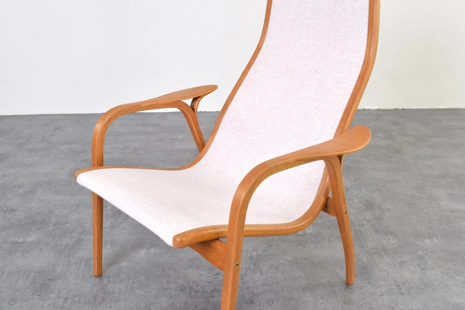 Armchair Lamino, beige wool, brown oak, by Y. Ekström, Swedese, Sweden, 1950s. - 315920