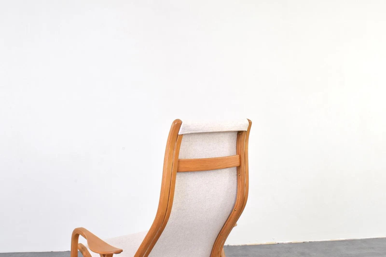 Armchair Lamino, beige wool, brown oak, by Y. Ekström, Swedese, Sweden, 1950s. - 315919
