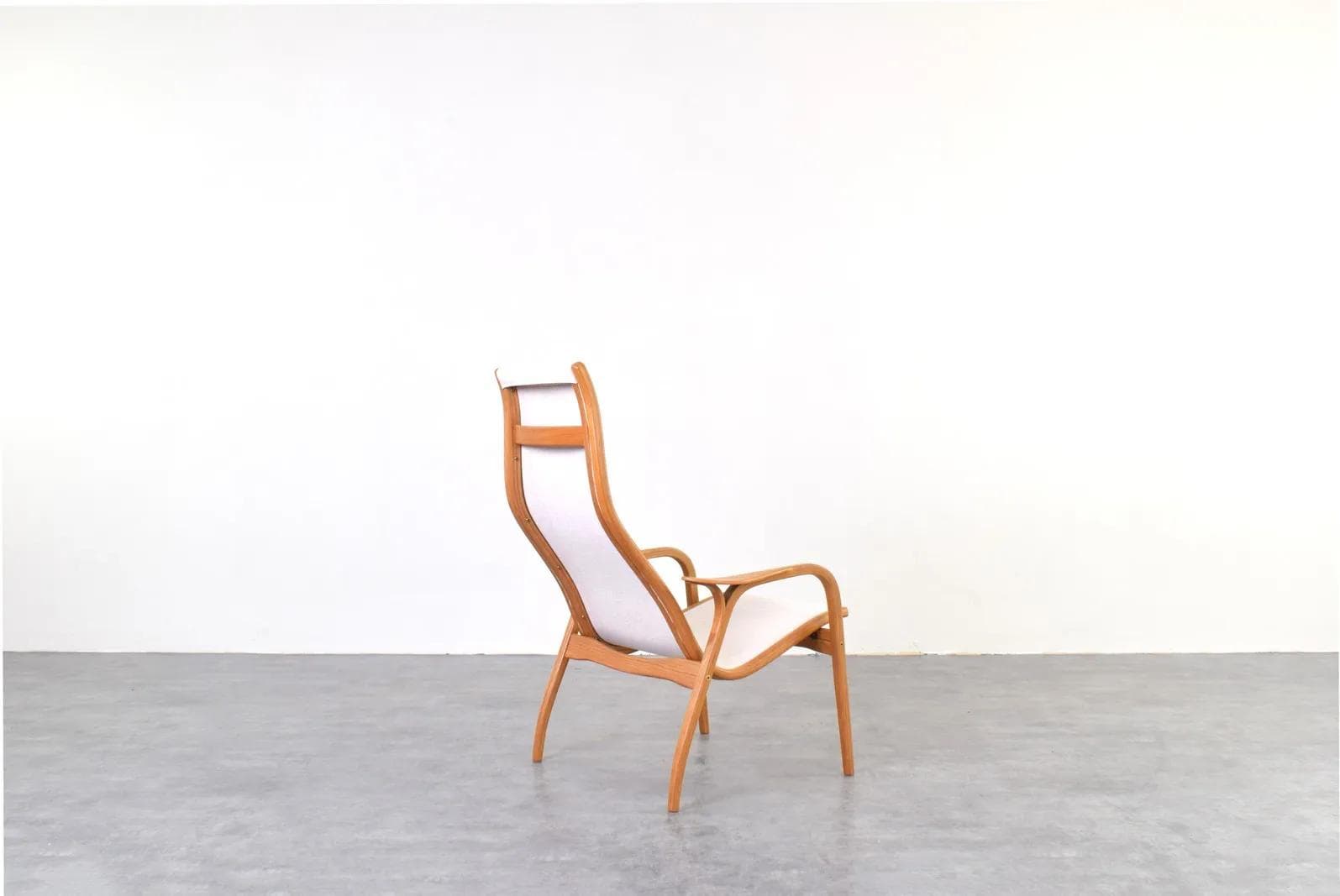 Armchair Lamino, beige wool, brown oak, by Y. Ekström, Swedese, Sweden, 1950s. - 315917