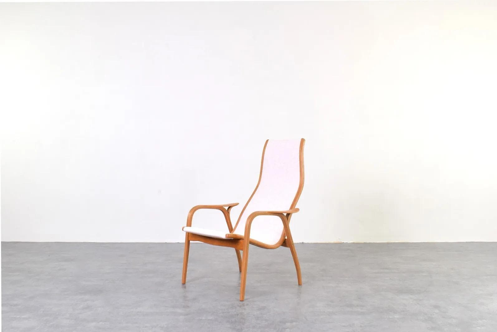 Armchair Lamino, beige wool, brown oak, by Y. Ekström, Swedese, Sweden, 1950s. - 315915