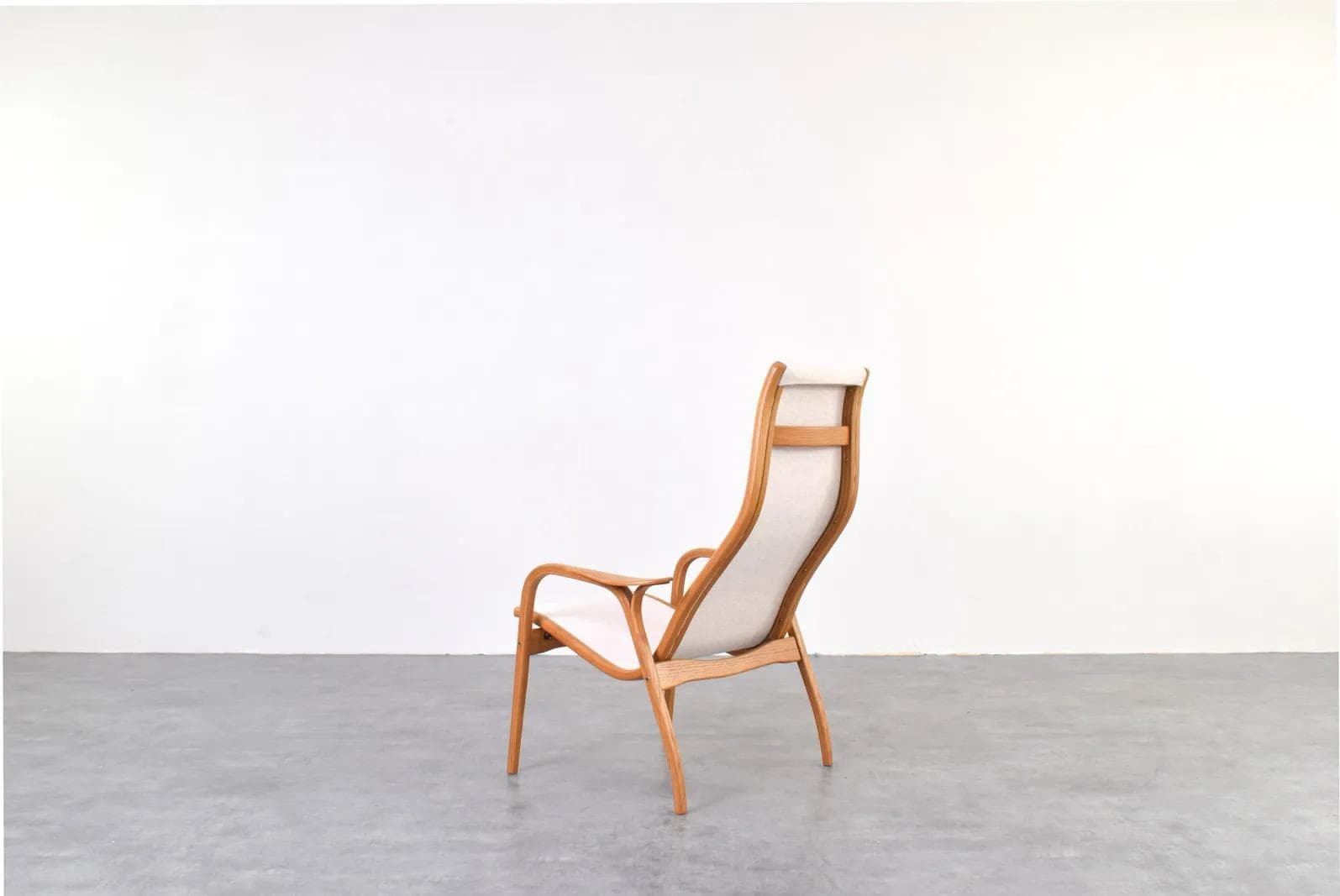 Armchair Lamino, beige wool, brown oak, by Y. Ekström, Swedese, Sweden, 1950s. - 315918