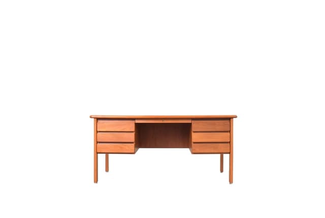 Desk, brown teak, Denmark, 1970s - DIMENSION