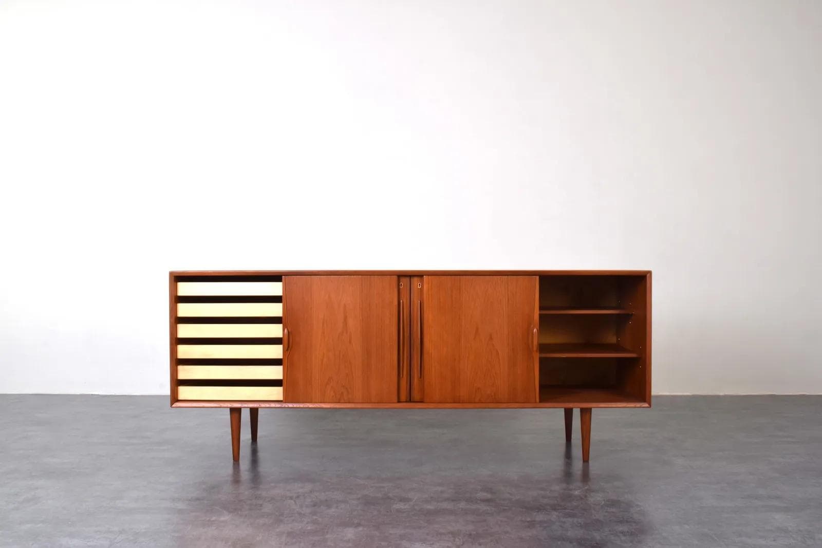 Sideboard, brown teak, Denmark, 1960s. - 315867