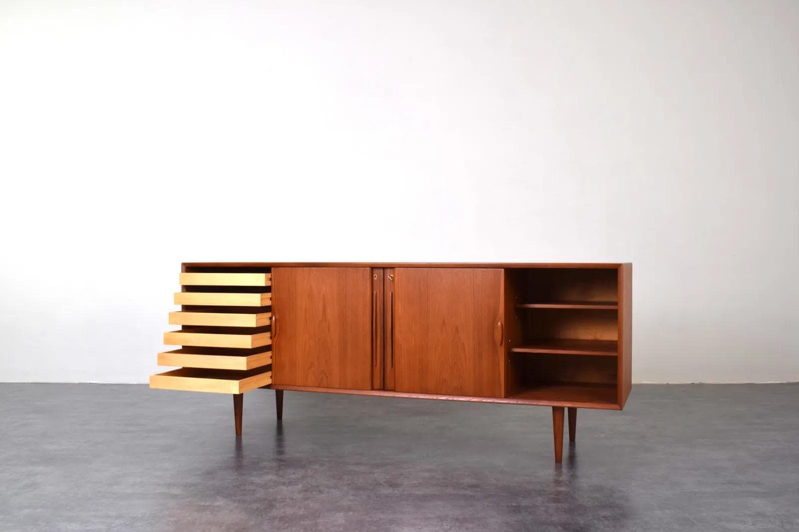 Sideboard, brown teak, Denmark, 1960s. - 315870