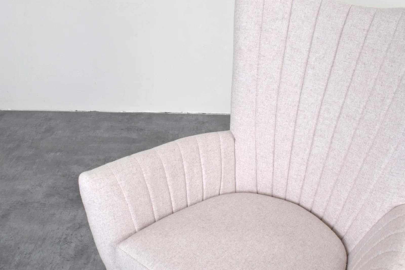 Armchair Wingback, beige wool, gold metal, Italy, 1960s. - 315829