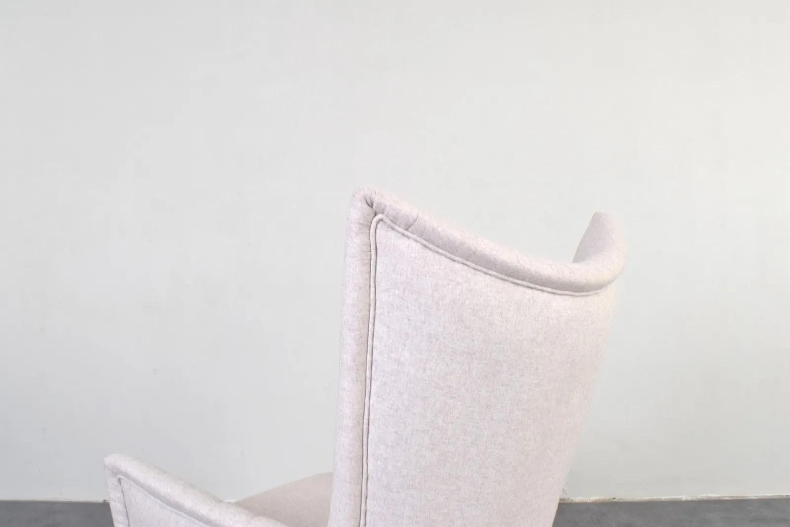 Armchair Wingback, beige wool, gold metal, Italy, 1960s. - 315830