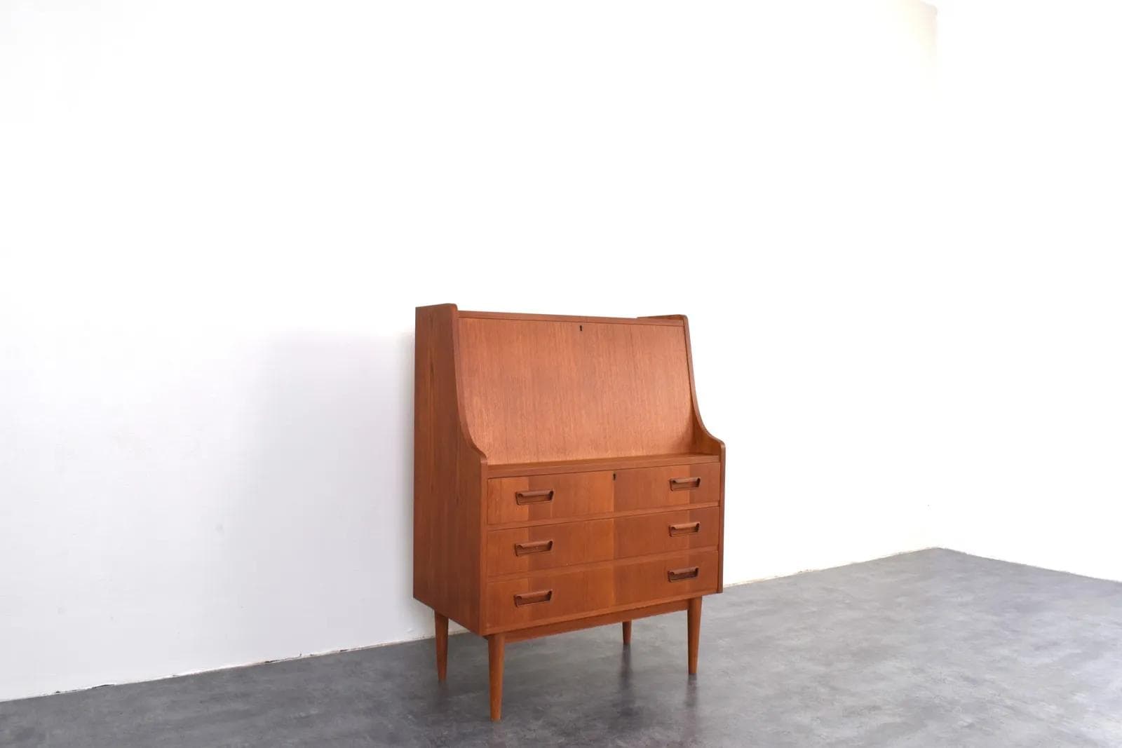 Secretary Desk, brown teak, by G. Nielsen, Tibergaard, Denmark, 1960s. - 315806