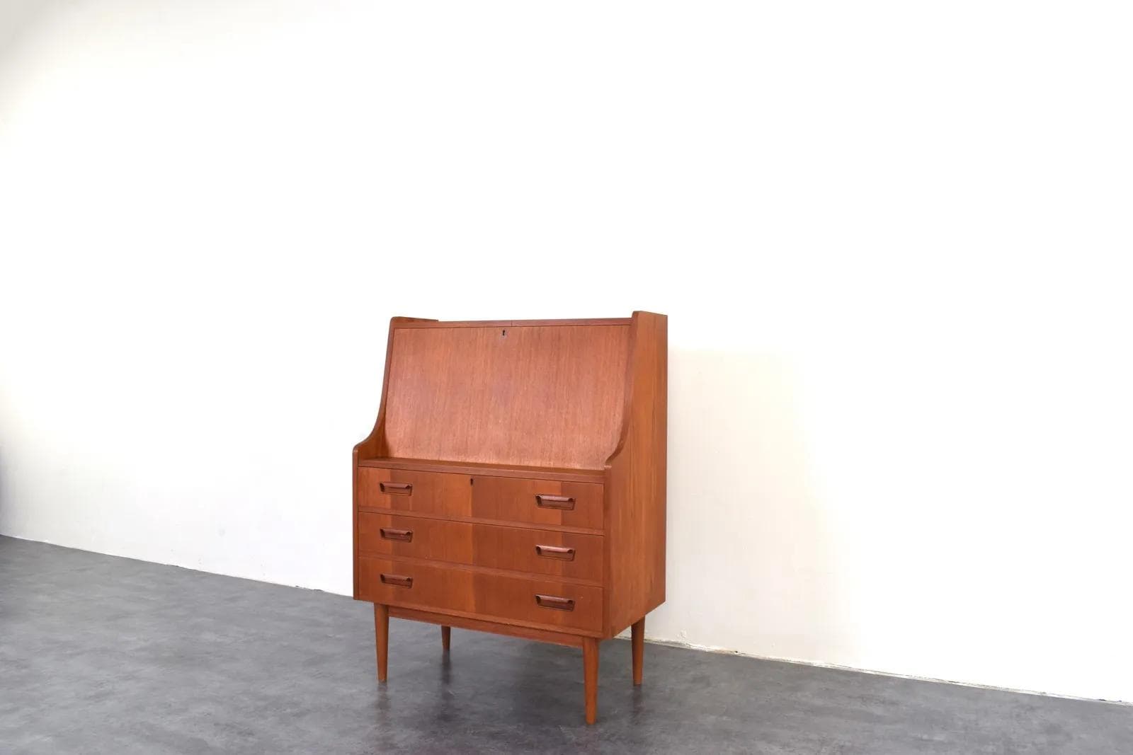 Secretary Desk, brown teak, by G. Nielsen, Tibergaard, Denmark, 1960s. - 315808