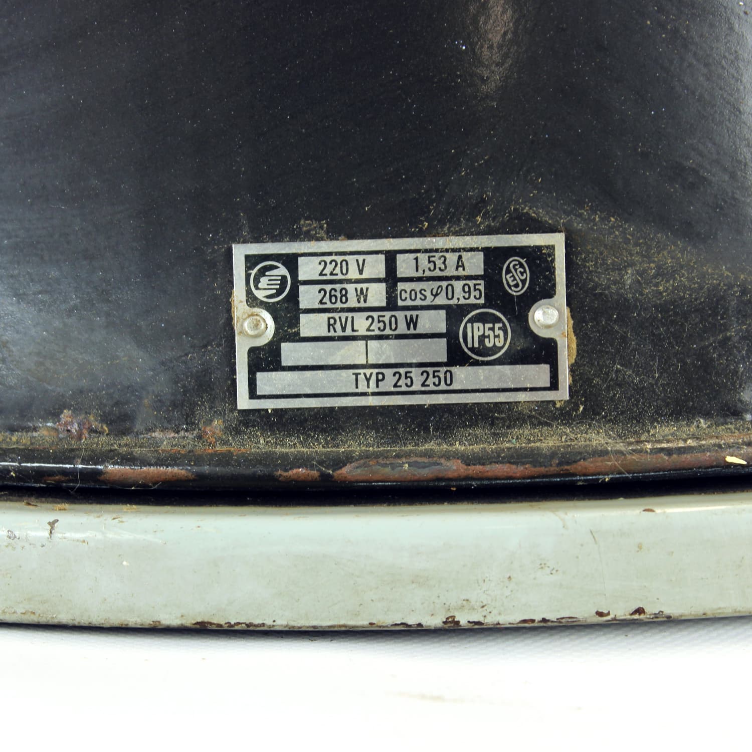 Lampa wisząca industrialna, czarna, metal, szkło, Elektrosvit, Czechosłowacja, lata 60. - 314747