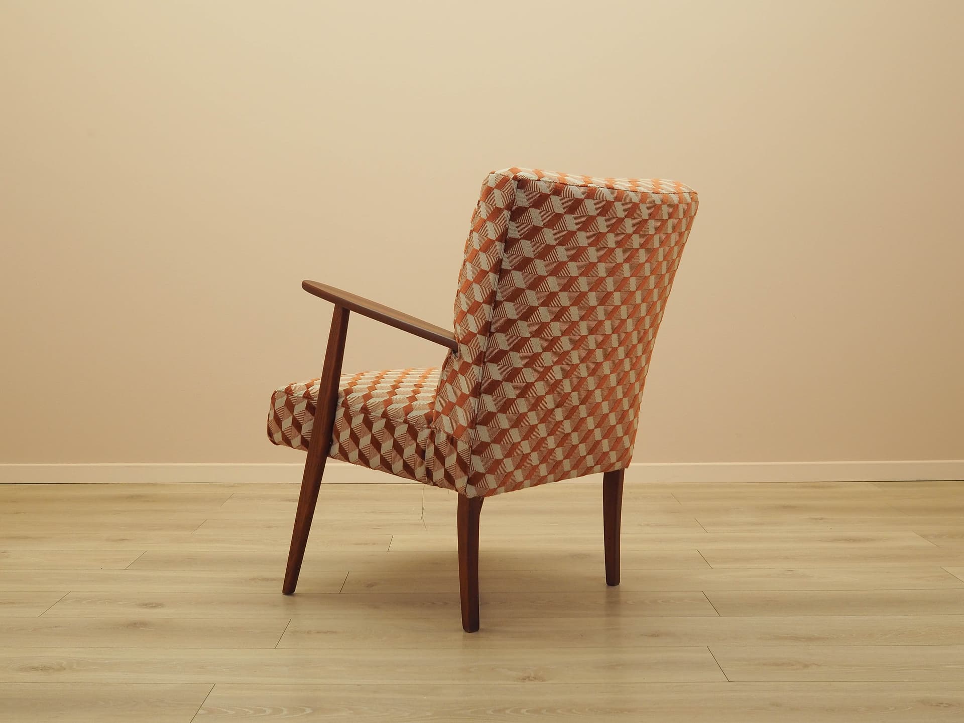 Fotel wypoczynkowy, tkanina multikolor, teak, Dania, lata 70. - 314776