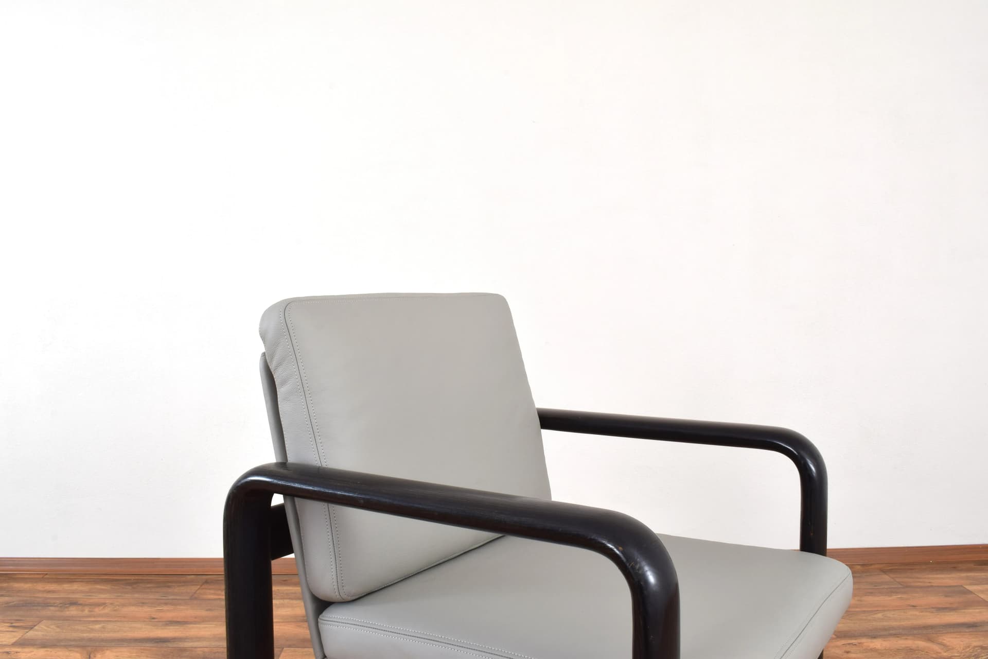 Pair of armchairs, black ash, grey leather, by B. Vogtherr, Germany, 1970s - 315700