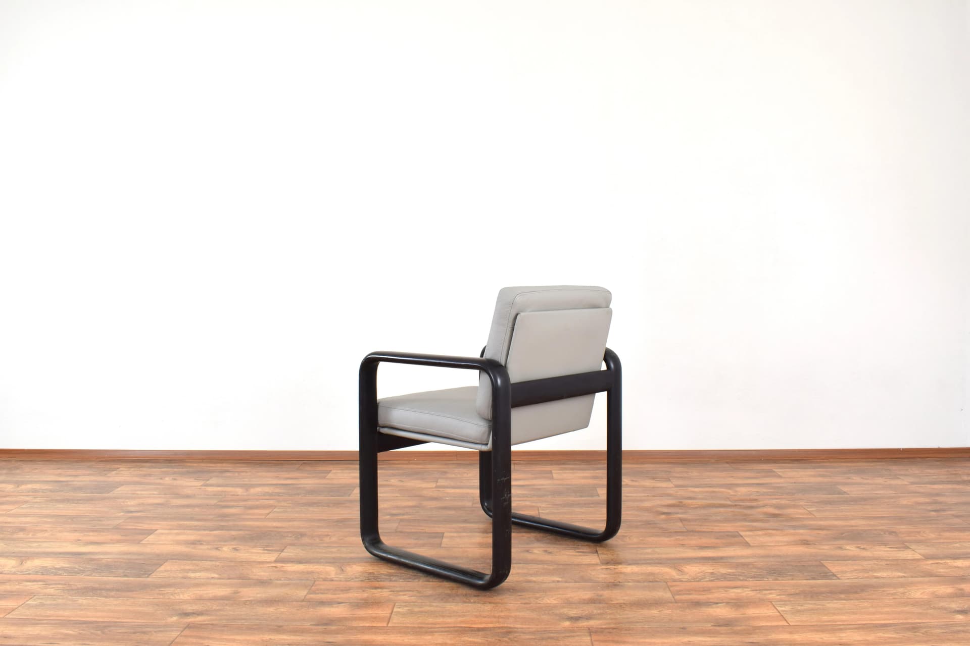 Pair of armchairs, black ash, grey leather, by B. Vogtherr, Germany, 1970s - 315696