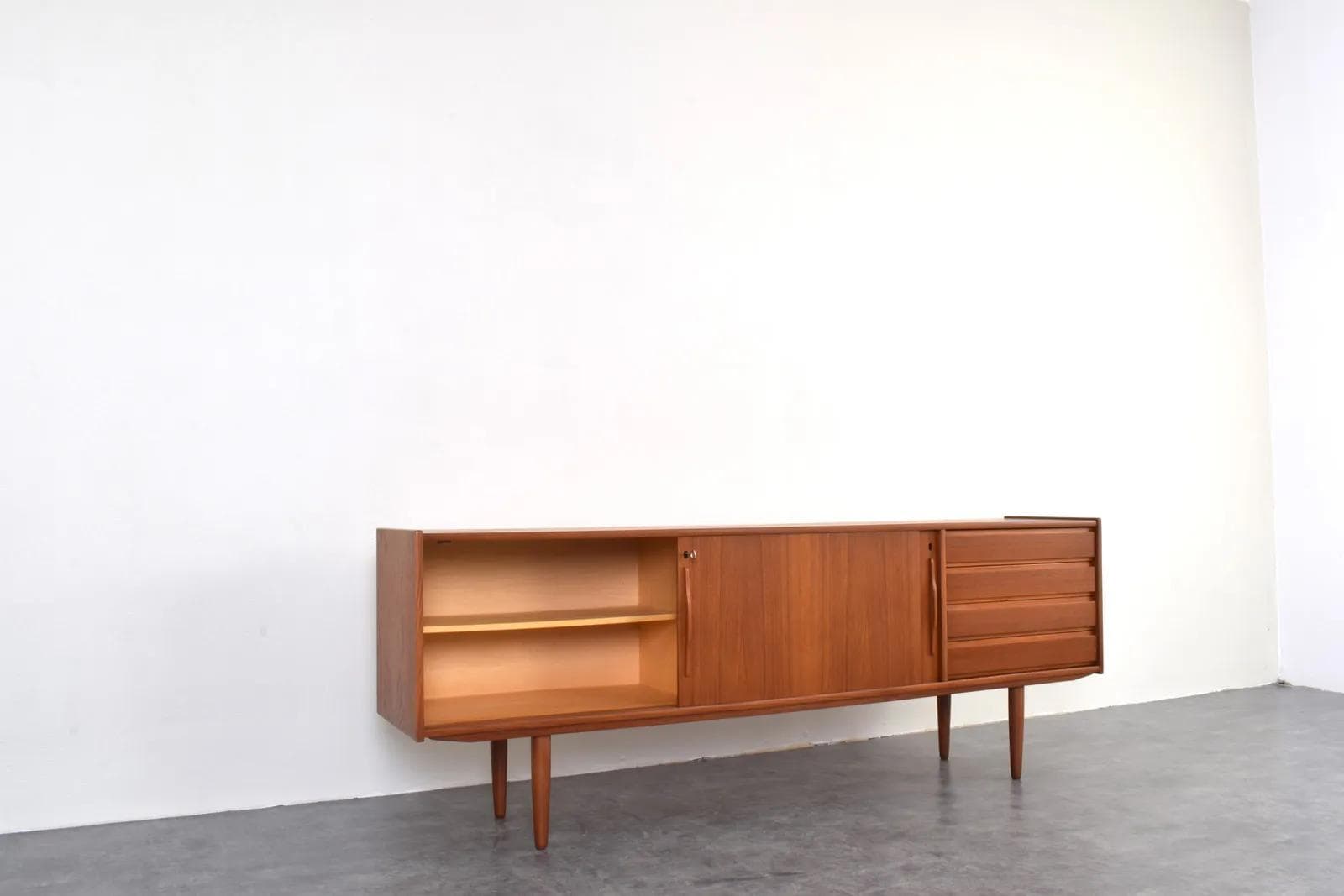 Sideboard, brown teak, Denmark, 1960s. - 315671