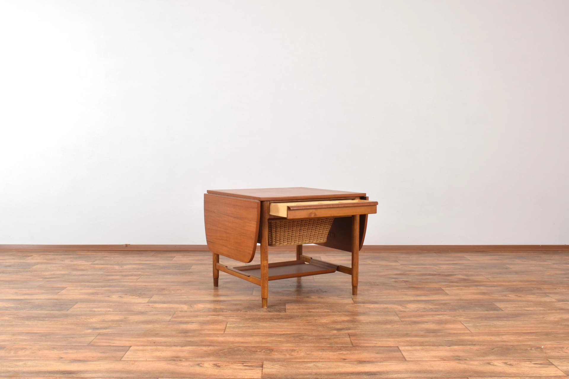 Sewing Table, brown teak, beech, by B. Fridhagen, Bodafors, Sweden, 1960s - 315657