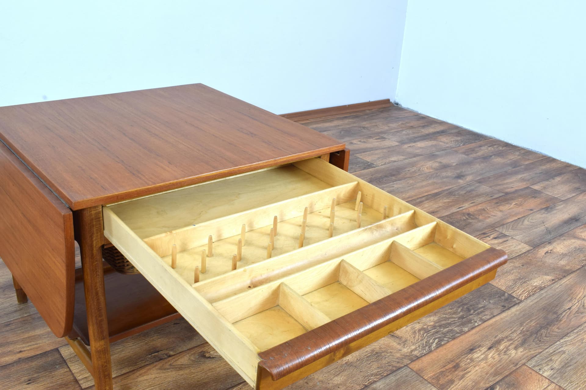 Sewing Table, brown teak, beech, by B. Fridhagen, Bodafors, Sweden, 1960s - 315659
