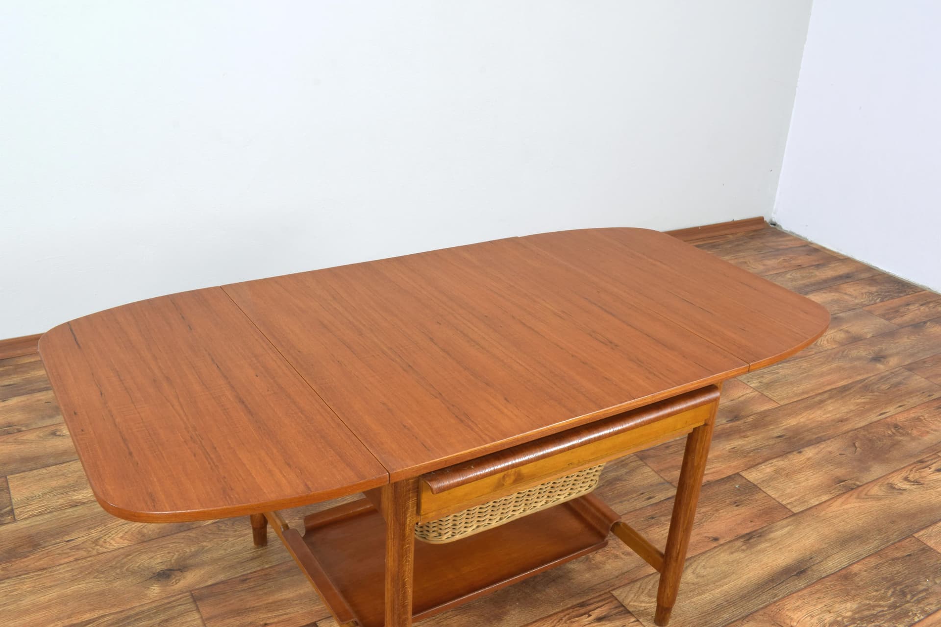 Sewing Table, brown teak, beech, by B. Fridhagen, Bodafors, Sweden, 1960s - 315662