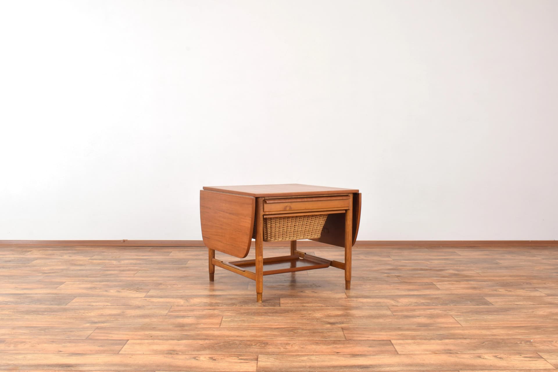 Sewing Table, brown teak, beech, by B. Fridhagen, Bodafors, Sweden, 1960s - 315655