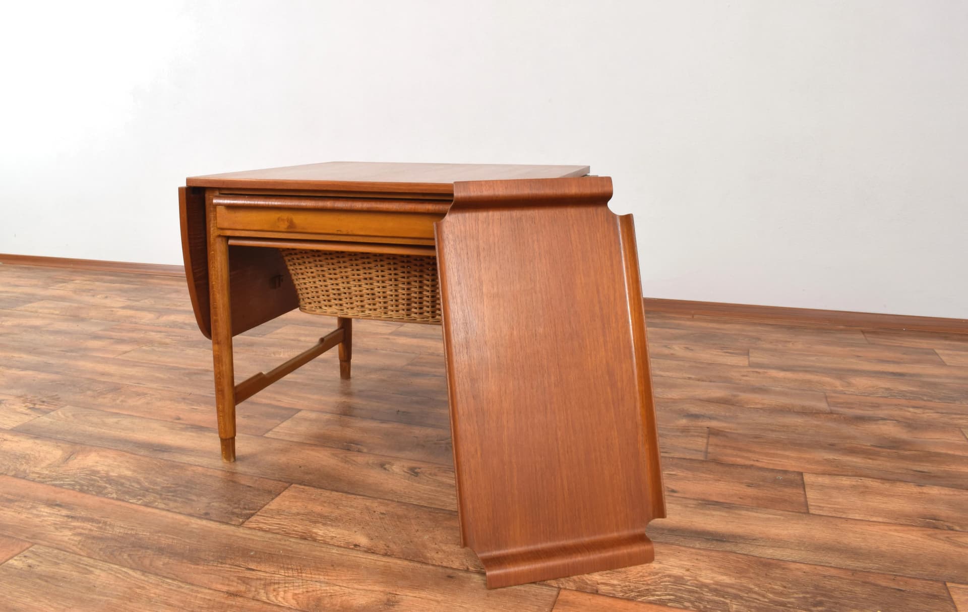Sewing Table, brown teak, beech, by B. Fridhagen, Bodafors, Sweden, 1960s - 315661