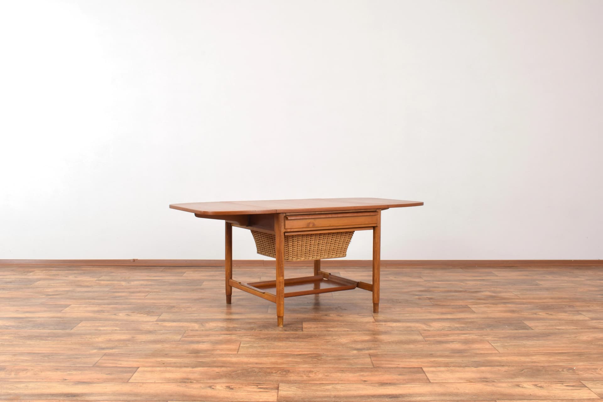 Sewing Table, brown teak, beech, by B. Fridhagen, Bodafors, Sweden, 1960s - 315658