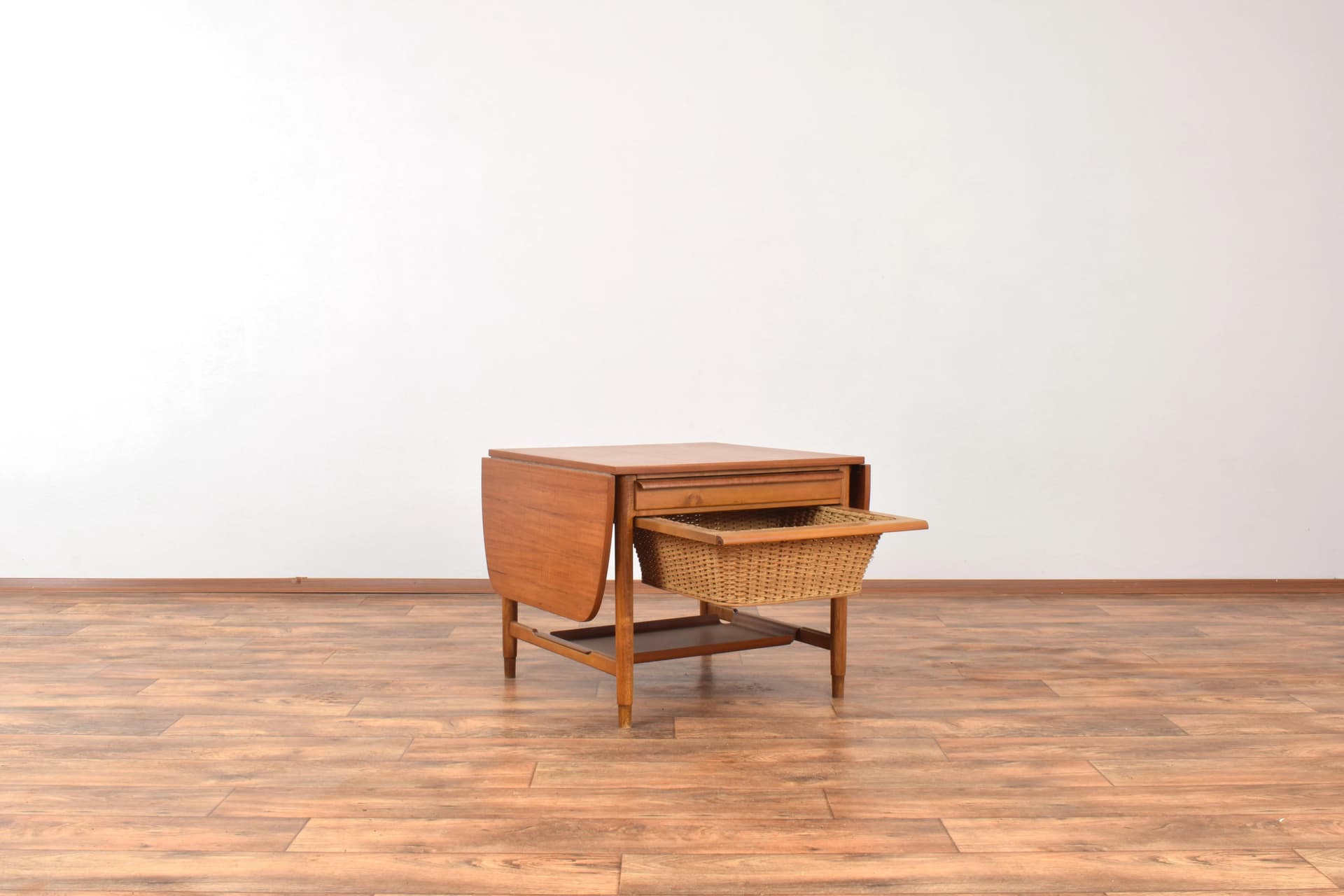 Sewing Table, brown teak, beech, by B. Fridhagen, Bodafors, Sweden, 1960s - 315656