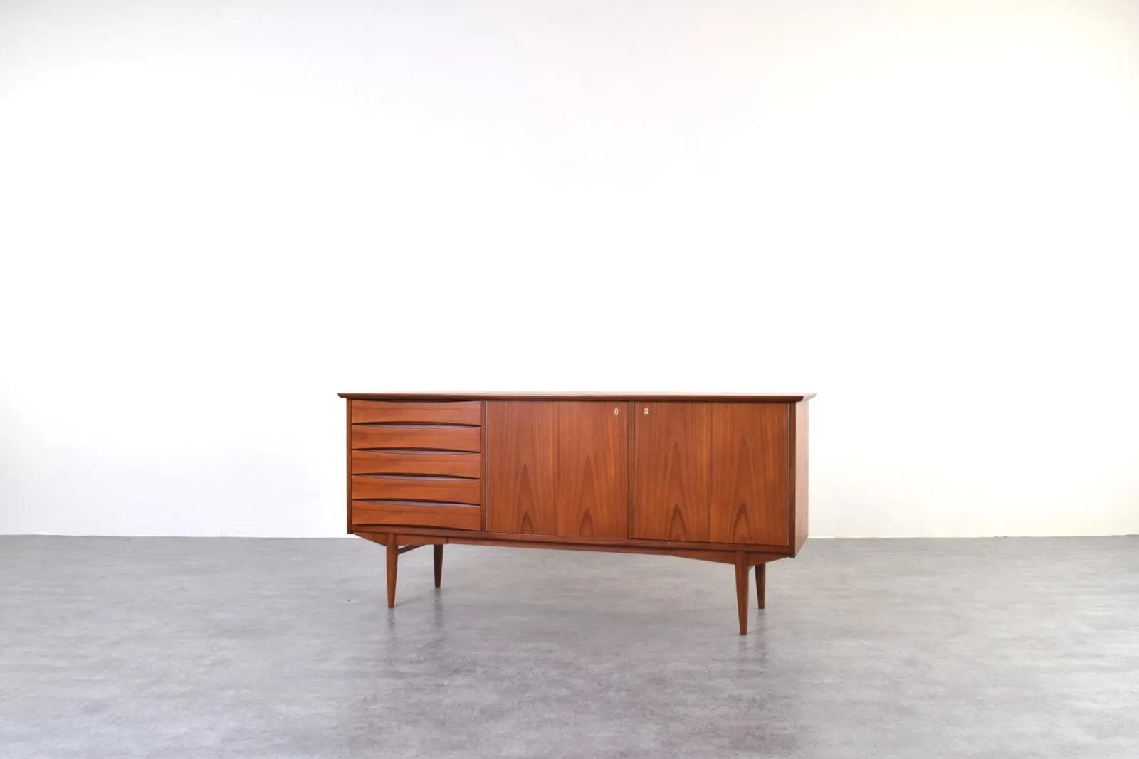 Sideboard, brown teak, by F. Kayser, Norway, 1960s - 315625