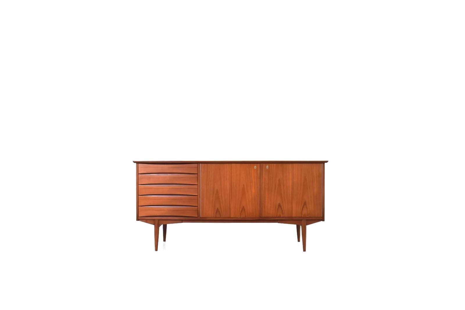 Sideboard, brown teak, by F. Kayser, Norway, 1960s